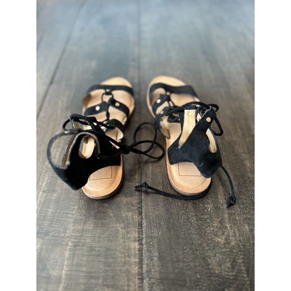 DOLCE VITA Black Suede Leather, "Jasmyn" Gladiator, Strappy Flat Sandals; SZ 7.5 - Picture 5 of 7